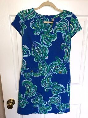 Lilly Pulitzer Blue Paisley Mini Dress with Green Accents
